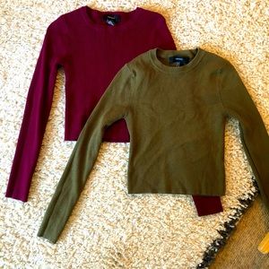 2 ribbed sweater tops forever 21 size M